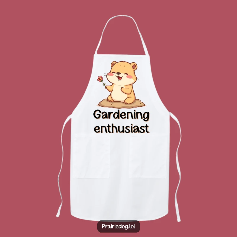Funny Prairie Dog Flower Apron - Kitchen Burrow Buddy Gift