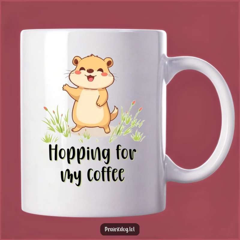 Funny Joyful Prairie Dog Hop Mug, Happy Field Jumper Gift, Hilarious