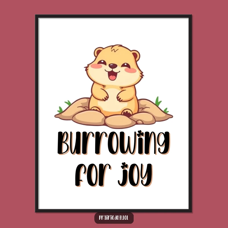 Funny Prairie Dog Glee Digital Art, Cute Burrow Printable, Hilarious Gift