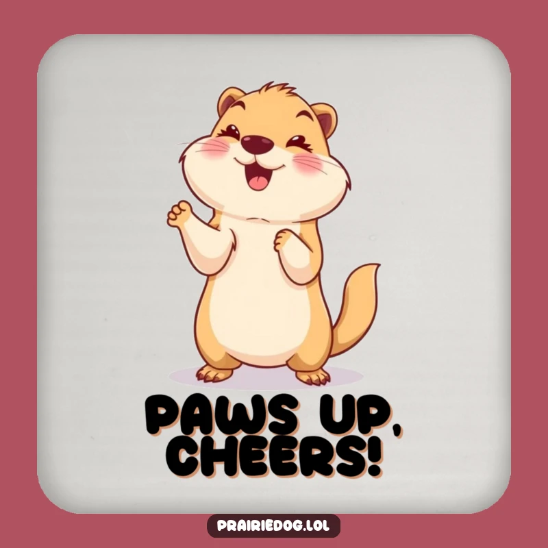 Funny Paws Up Prairie Dog Coaster, Smiling Celebration Protector, Hilarious Gift