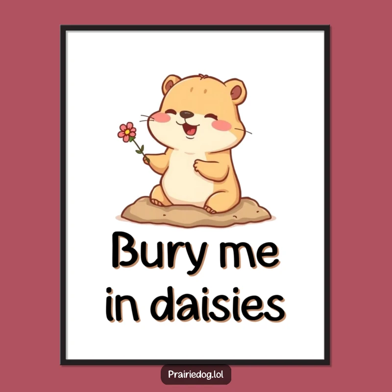 Funny Prairie Dog Flower Poster - Cute Burrow Art Gift