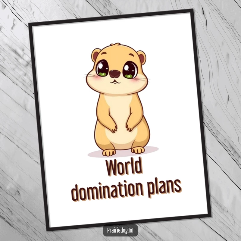Funny poster illustration of a prairie dog with large, curious eyes, standing tall and surveying its environment.