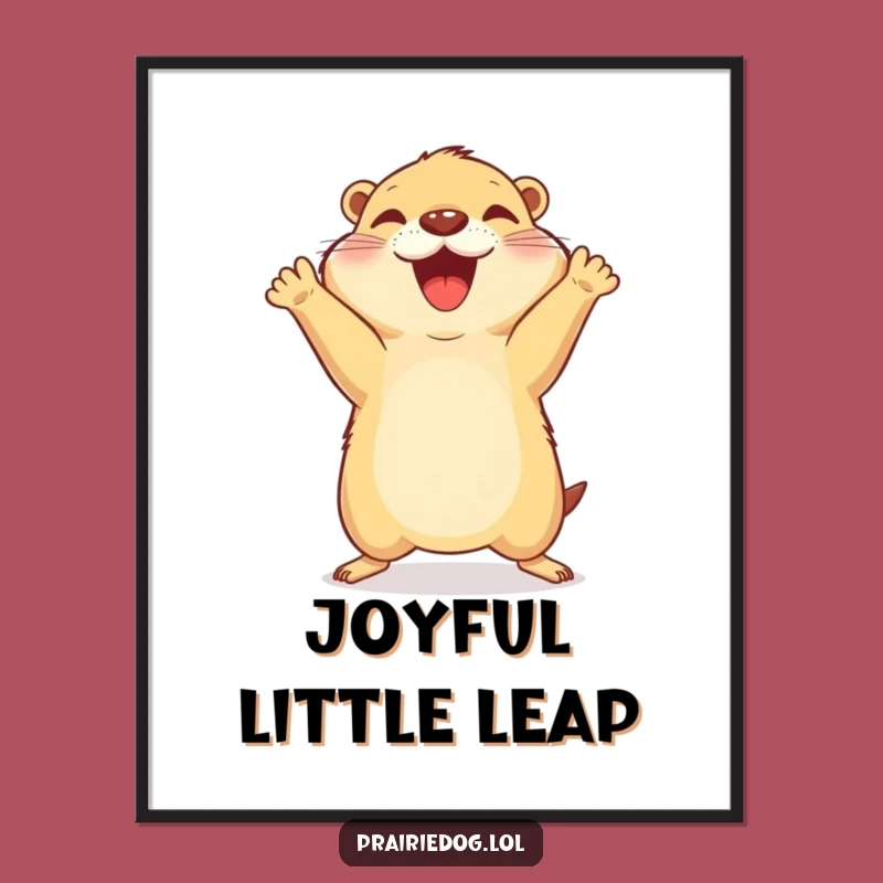 Funny Joyful Prairie Dog Poster - Celebratory Art Gift