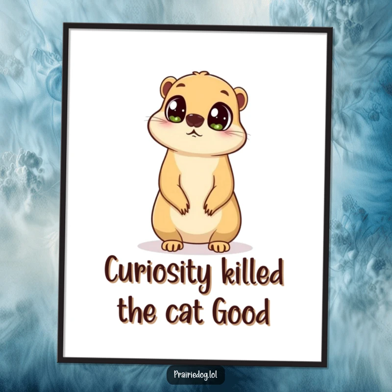 Funny Free Printable Wall Art: Prairie dog with big curious eyes stands surveying, bringing a sense of wonder and humor.