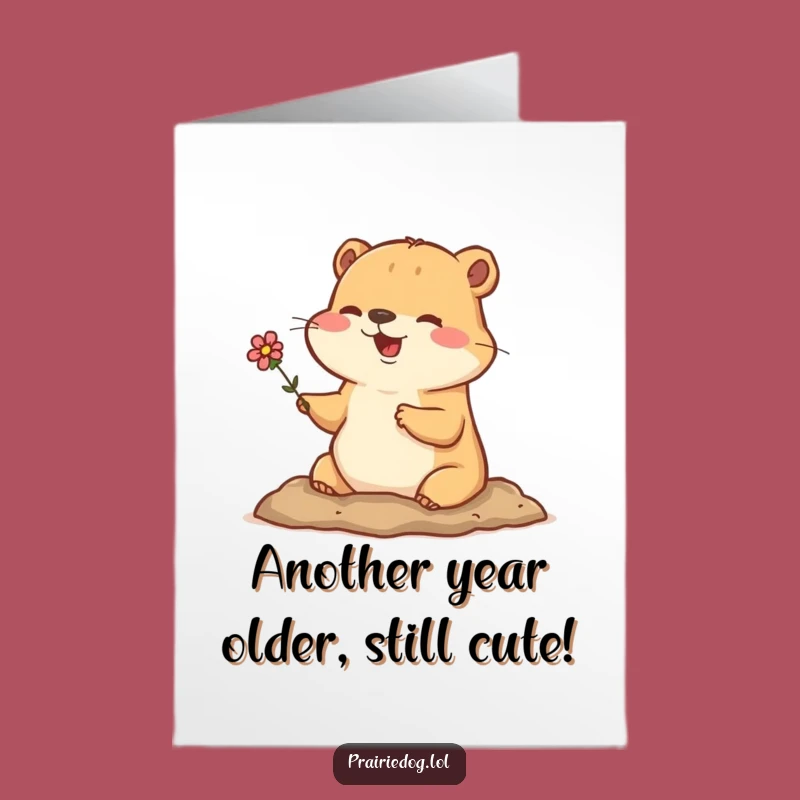 Free Printable Funny Prairie Dog Birthday Card: Flower Bearer, Joyful Downloadable Gift