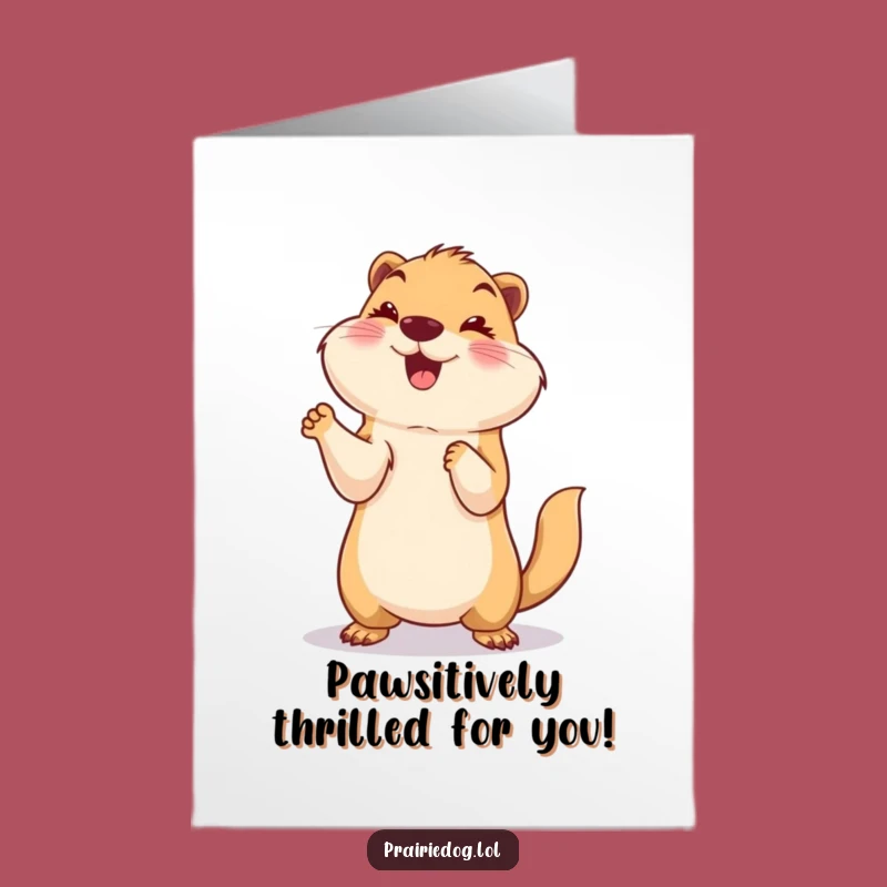 Free Printable Congratulations Card: Prairie Dog Cheers Success - Funny Downloadable Gift