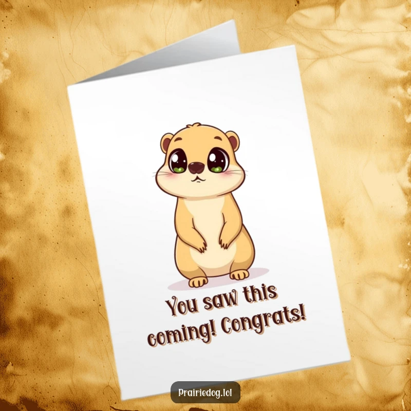 Funny Free Printable Congratulations Card: Prairie dog with big curious eyes stands surveying, perfect for celebrating achievements.