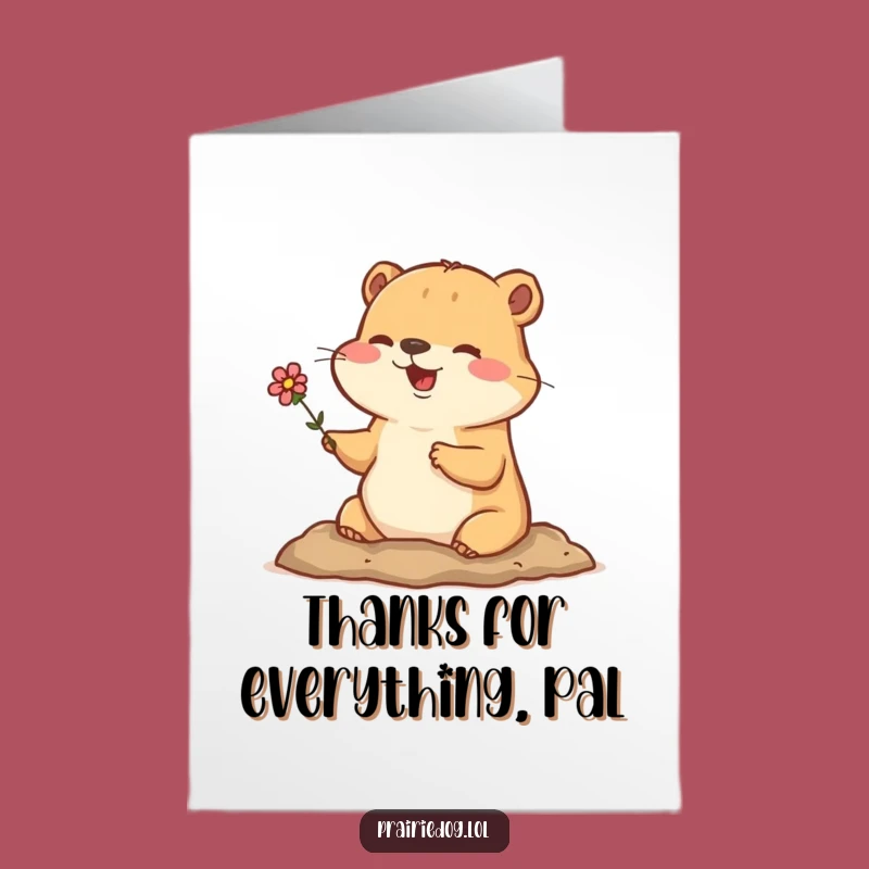 Free Printable Funny Prairie Dog Thank You Card: Flower Greeting, Downloadable Gift