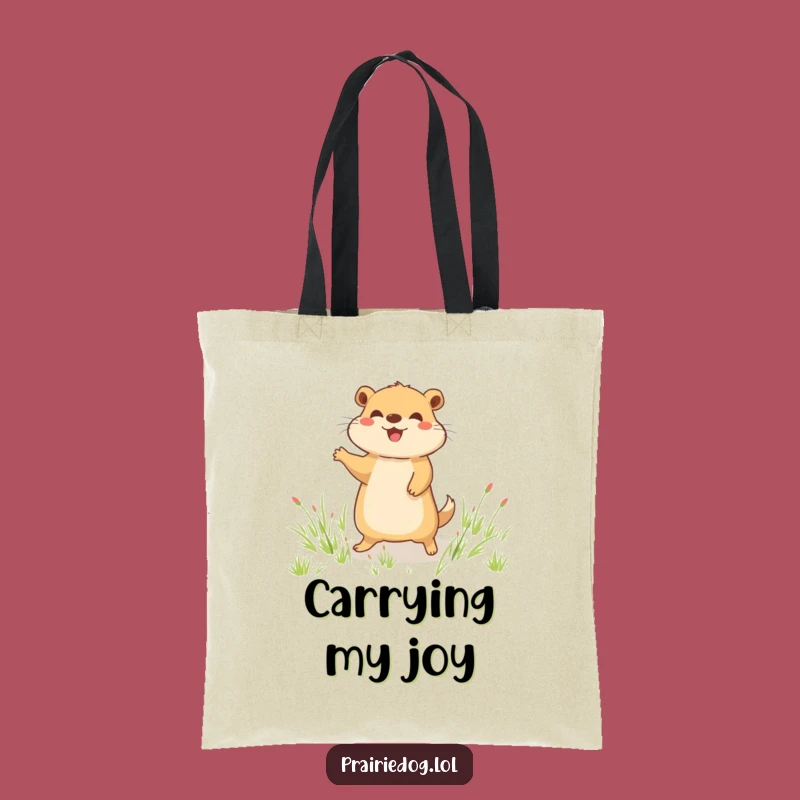 Funny Joyful Prairie Dog Hop Tote Bag, Happy Field Jumper Carryall, Hilarious Gift